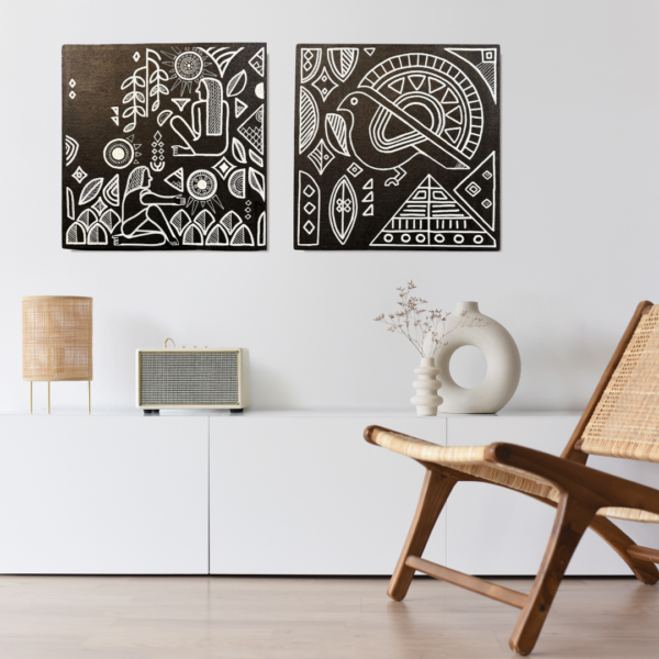 Geometric Tribal Wall Art Set - Image 2