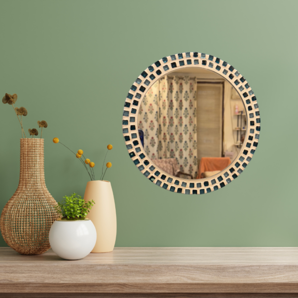 Ocean Glow – Blue Mosaic Wall Mirror