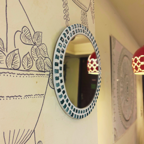 Ocean Glow – Blue Mosaic Wall Mirror - Image 3