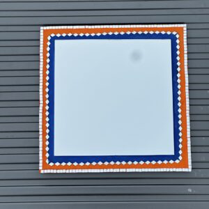 Sunset Radiance – Orange & Blue Mosaic Wall Mirror