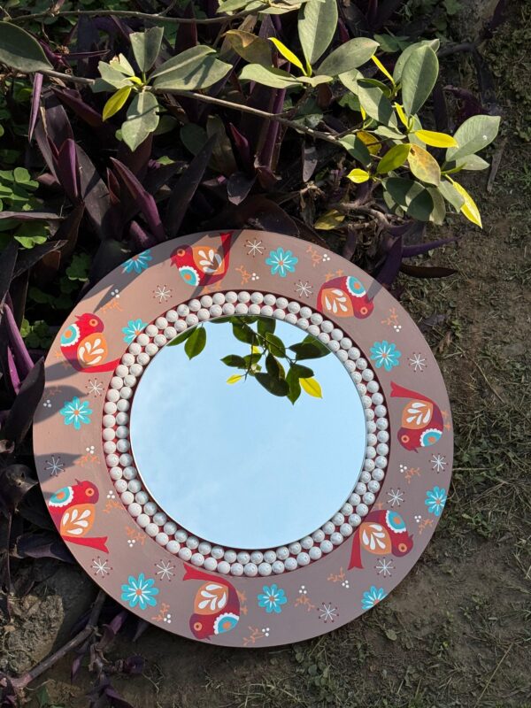 Bird Design Round Mirror