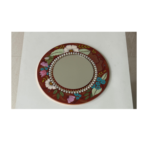 Floral Design Round Mirror