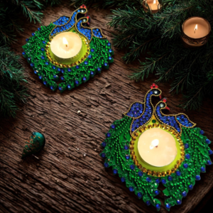 Peacock tea light holder