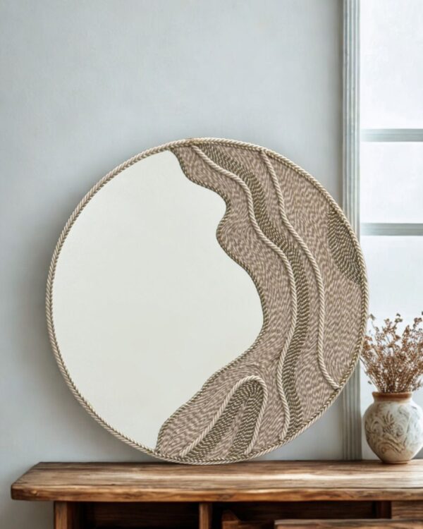 Handcrafted Textured Round Mirror