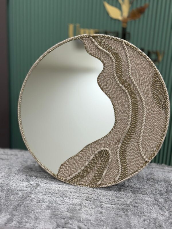 Handcrafted Textured Round Mirror - Image 2