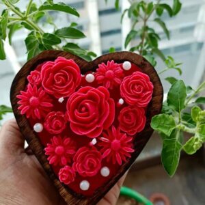 Heart shape Wooden Bowl Candle