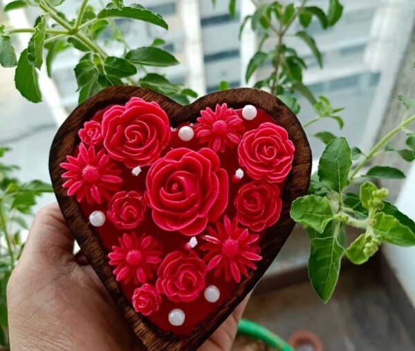 Heart shape Wooden Bowl Candle