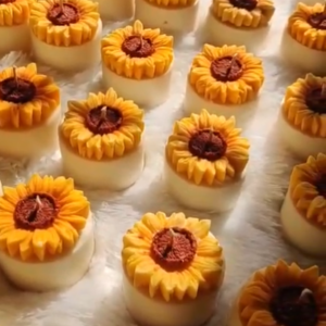 Sunflower pillar candle